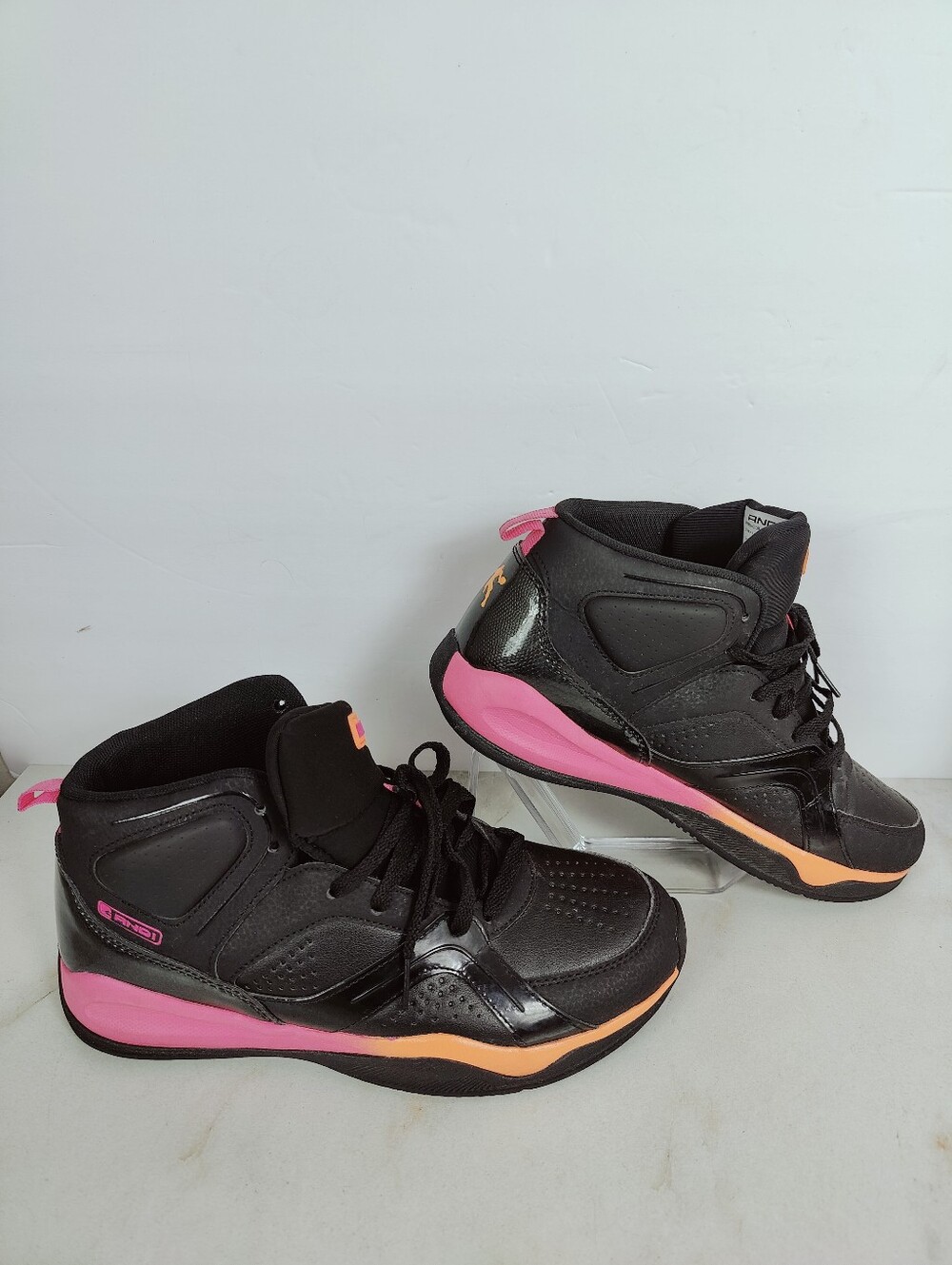 And1 Women's High-Top Black Pink Basketball Sneakers, Sz 10